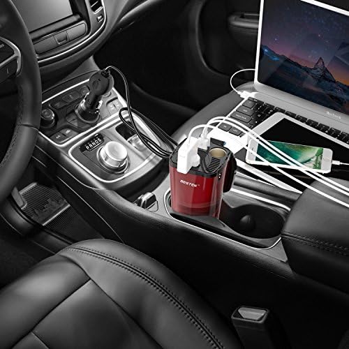 BESTEK 200W Power Inverter DC 12V to AC 230V 240V 3-in-1 Car Charger Cigarette Lighter Socket + AC Plug + Dual USB Charging Ports Voltage Converter
