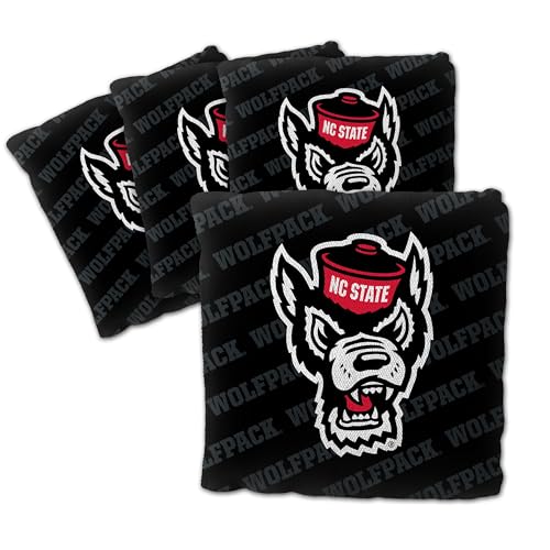 YouTheFan Officially-Licensed NCAA NC State Wolfpack Set of 4 Cornhole Bags - All Weather Regulation 6” x 6” Size - 16oz Weight - Designed in USA
