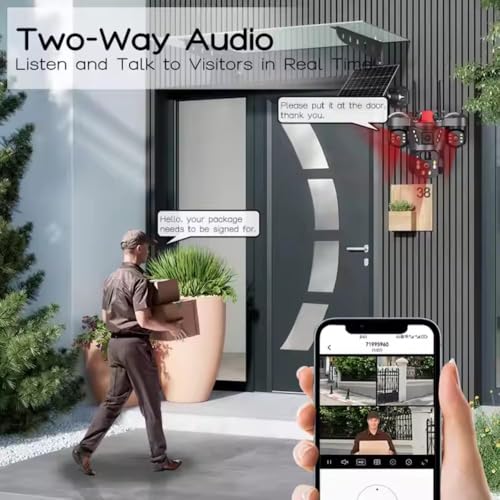 Image of Maizic Smarthome Trion 5MP�3 Triple Lens WiFi Solar Outdoor CCTV Camera | 3-Screen Live View | Manual Side Rotation | AI Human Detection | Color Night Vision | Two-Way Audio | Multi-User Access