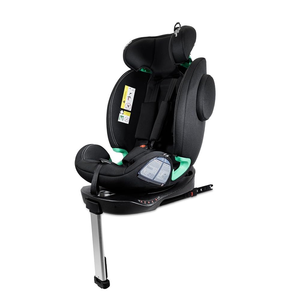 Interbaby Silla Coche Bebé PAX i-Size ISOFIX 360° Grupo 0+1+2+3 (Negro) | Silla auto giratoria 360 reclinable 40-150 cm, reductor recién nacido, protección lateral SPS, pata de apoyo