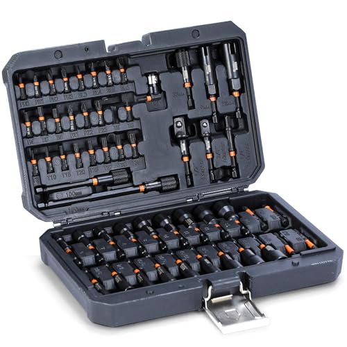 HARDELL Magnetic Nut Driver Set 55PCS, 1/4' Impact Driver Bit Set, Deep Nut Drivers for Impact Drill, Socket Adapters, Screwdriver Bit, Quick-Release Extension, Wing Nut Driver, Magnetizer