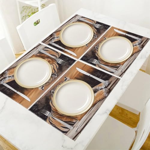 Protégez votre table avec le lot de 6 sets de table tigre lavables