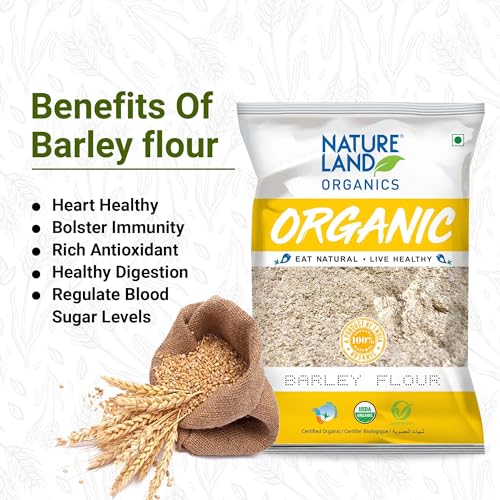 Image of Natureland Organics Barley Dalia 500 Gm (Pack of 4) Total 2Kg - Organic Dalia + Natureland Organic Barley Flour /Jau Flour 500 Gm (Pack of 5) - Healthy Organic Flour