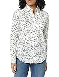 Amazon Essentials Women's Classic-Fit Long-Sleeve Button-Down Poplin Shirt, White/Black, Dots, XX-Large