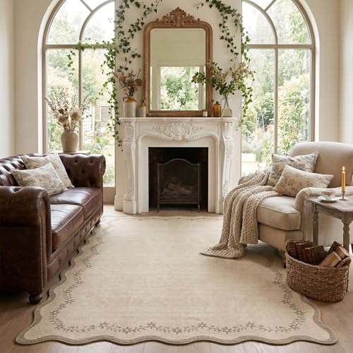 GarveeHome 5x7 Scalloped Area Rug for Living Rooms