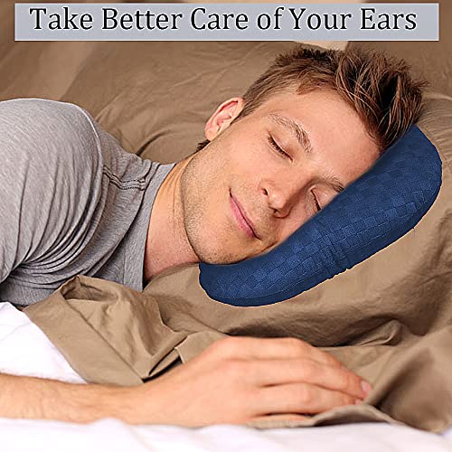 Image of Ear Piercing Pillow for Side Sleepers, Pillow with an Ear Hole for CNH and Ear Pain Ear Inflammation Pressure Sores, O-Shaped Side Sleeping Pillow, Ear Guard Pillow(Dark Blue)