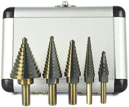 ドリルビット 5PCS 50サイズ HSSコバルト複数の穴ステップコーンドリルビットセットツールは、アルミケース付きドリルビット .