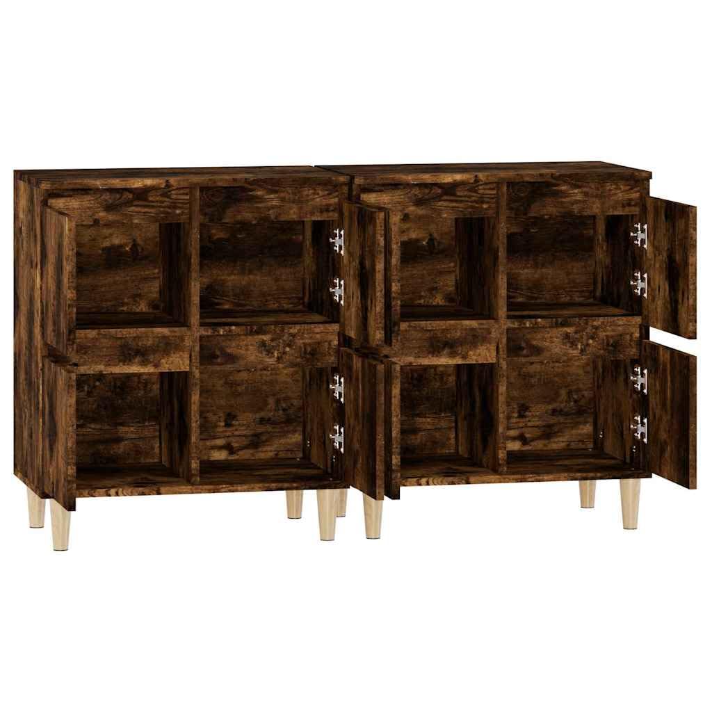 Générique 2-częściowy bufet wędzony dąb 60x35x70 cm drewno inżynieryjne, szafka do przechowywania z 4 przegródkami, klasyczny mebel w formie bufetu z miejscem na wyświetlacz, łatwy do czyszczenia