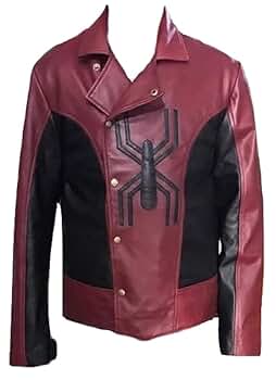 Nubuck leatherworks Men's Fashion Spider Leather Jacket Red
