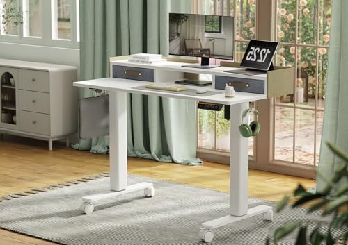 YDN-Electric-Standing-Desk-with-Drawers-Adjustable-Height-Stand-Up-Desk-48-inch-Electric-Sit-Stand-Computer-Desk-for-Home-Office-White