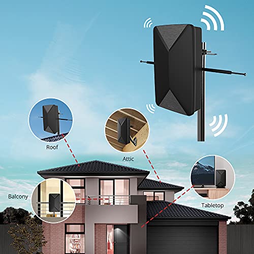 Hd Antenna - Antop At-406Bv Flat Panel Mini Big Boy Indoor/Outdoor Smartpass Amplified Digital Antenna With High Gain And Built-In 4G Lte Filter #TOP6