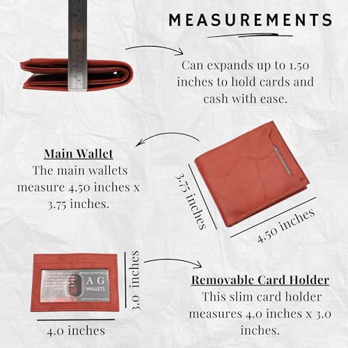 Image of AG Wallets Leather Wallet for Men - Sliding 2-in-1 Bifold Wallet with Removable Card Holder & RFID Protection - Premium Travel Wallet - Versatile & Functional Design - Burgundy