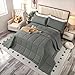 SOULOOOE Oversized King PLus Comforter 128x120 Extra Large King Size Quilts 3 Pieces Lightweight Reversible Down Alternative Bedspreads for All Season with 8 Corner Tabs Blanket Grey