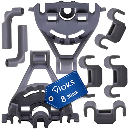 VIOKS Lager-Set/Klammer Ersatz für Bosch Siemens Neff 00428344 428344 für Geschirrspüler/Spülmaschine Befestigung-Set/Korbeinsatz/Tellerhalter Korbablagen-Lagerset für Unterkorb 8-teilig