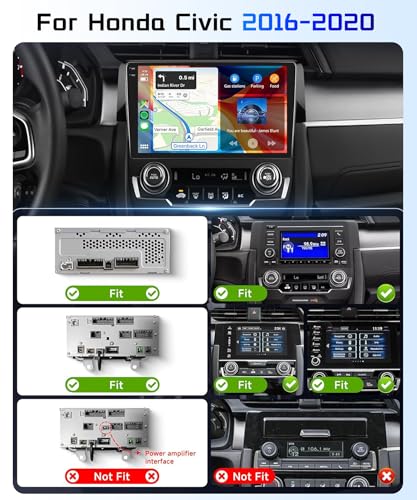 Image of 4G+128G Car Radio Stereo for Honda Civic 2016-2020, 9inch HD in-Cell Touch Screen /Android 15 /Wireless CarPlay /Android Auto /GPS /WiFi /5.0Bluetooth /FM /RDS /SWC /AHD Backup Camera
