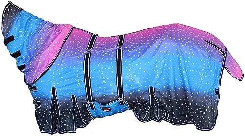 Image of Challenger Horse Light Summer Spring Airflow Mesh Fly Sheet Removable Neck Galaxy 73157