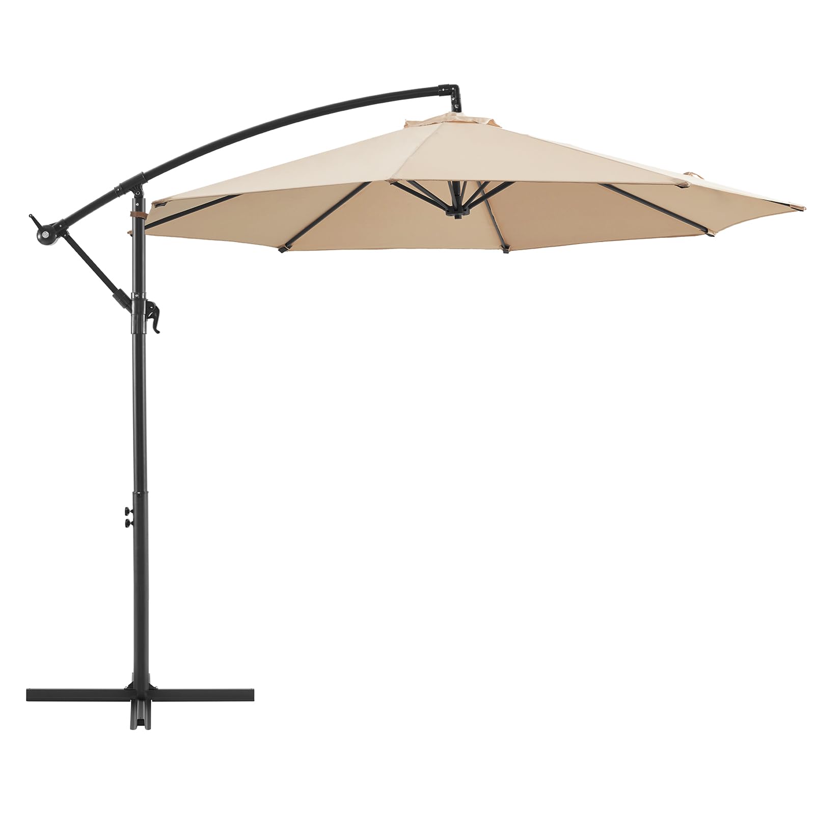 BLUU BANYAN 10 FT Pabrellas, 24 Month Fade Resistance & Water-repellention Solution-dyed Fabric Canopy with Infinite Tilt, Crank & Cross Base (Beige)