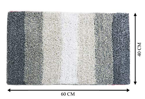 Image of THE HOME TALK Cotton Stripes Bathmats | Water Absorbent Runners | Floor Mats /Rugs for Kitchen, Bathroom & Sink | Ultra Soft Mats | Non-Slip | Pack of 2 | 40 x 60 cm | Grey Store