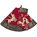 Valery Madelyn 48 inch Luxury Red Gold Velvet Christmas Tree Skirt with Sequin Reindeer and Faux Fur Trim, Themed with Christmas Ornaments (Not Included)