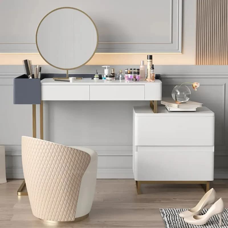 NG Decor 39.4" Minimalist White Makeup Vanity with 2 Drawers (Mirror & Stool Not Included)-image-47