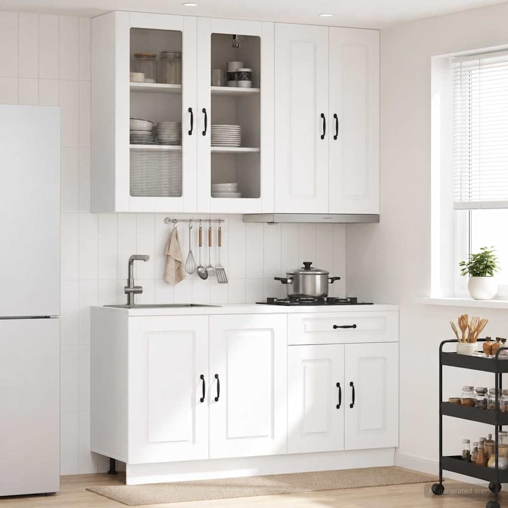 Küchenzeile Kalmar 4-teilig Weiß Holzwerkstoff Küchenschrank Set