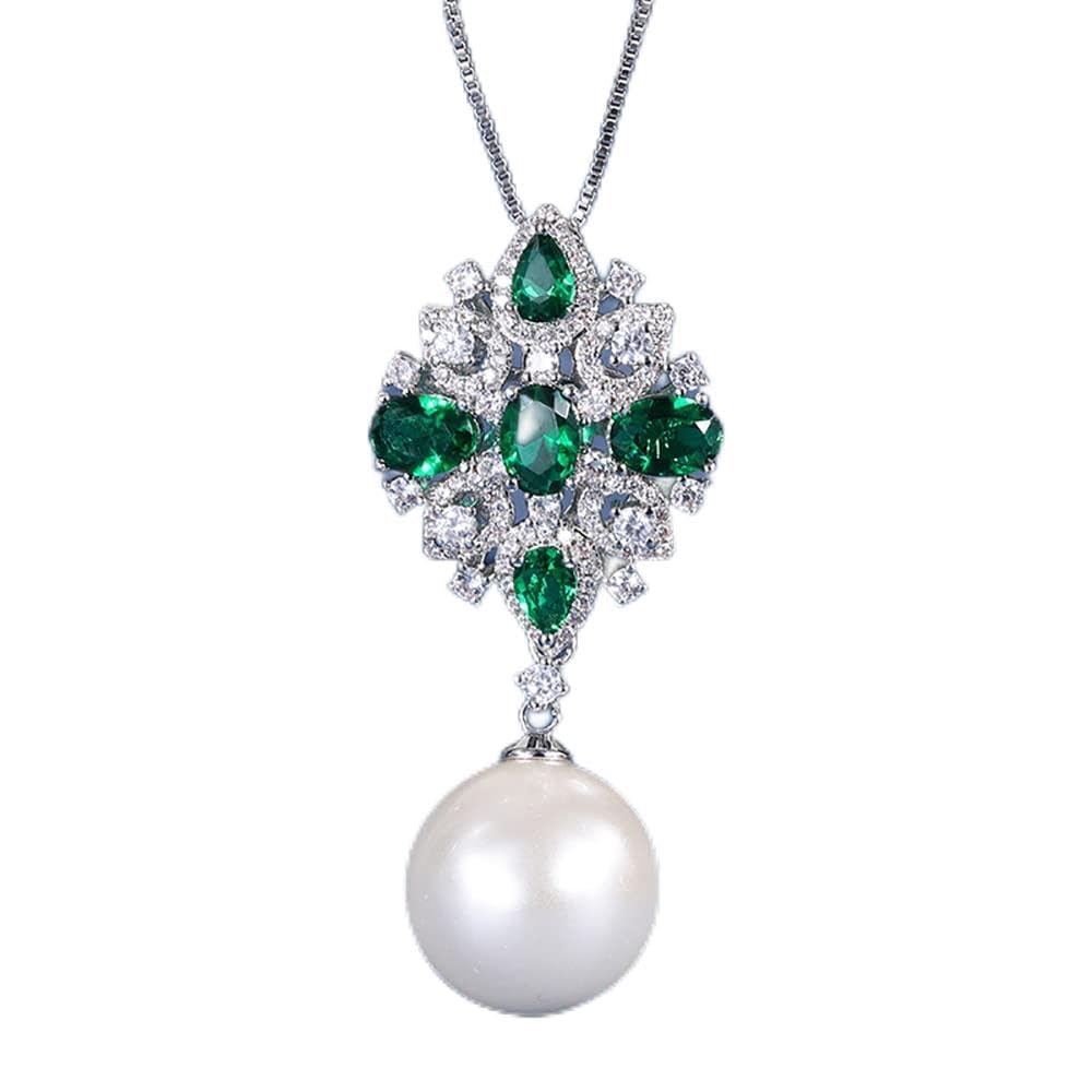 Collier en grosses perles blanches 16mm et rubis précieux MOCHAMIK - 2