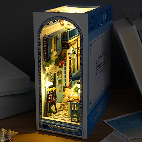 Tzgsonp 3D Wooden Puzzle Bookends, DIY Book Nook Kit, Magic Book House Model Building Kit Insert...