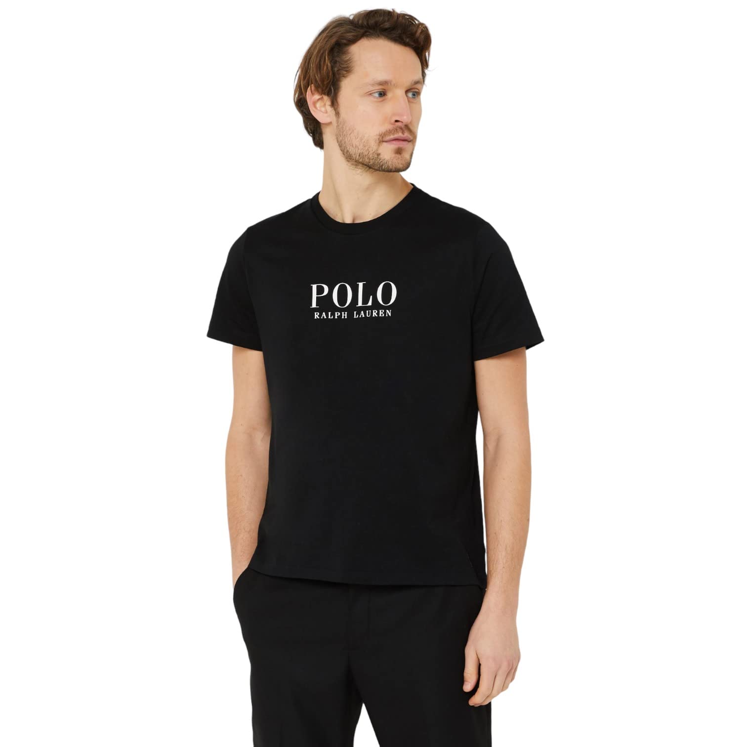 Ralph Lauren T-Shirt Mężczyźni Czarny T-Shirt Casual z Logo Print, Czarny, XXL