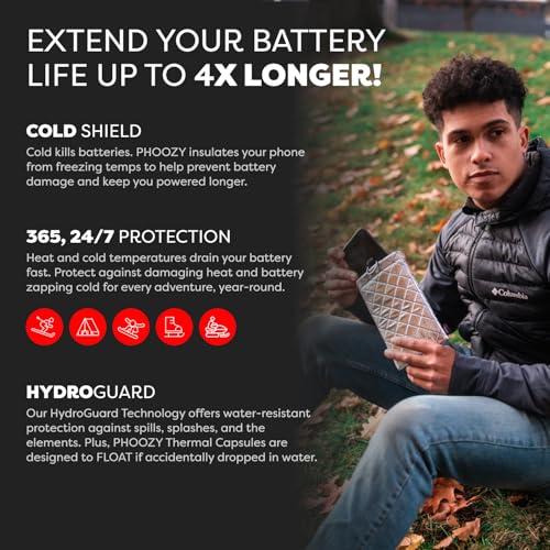 Image of PHOOZY Apollo II Thermal Phone Case with NASA-Derived Technology - Extends Battery Life 4X in Cold Weather and Heat - Military Grade 8-Foot Drop Protection Insulated Pouch - Medium Silver