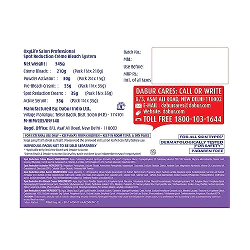 Image of Oxylife Salon Professional Spot Reduction Creme Bleach - 345g | With Oxysphere Technology | Advanced Spot Reduction | Gentle on Skin | Instant & Long Lasting Results | Combination skin