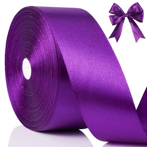 NESCCI 100 Yards Ribbon 1-1/2 Inch Purple Satin Ribbon Single Face Satin Ribbons Perfect for Gift Wrapping Wedding Decoration Handmade Bows Wrapping Bouquet and More