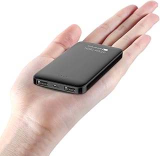 Ultra Compact 5000-mah Dual USB Outputs Super Slim Power Bank Ultra Small, Pocket Size Mini Portable Charger External Phone Battery Pack Small,Emergency Phone Power Backup
