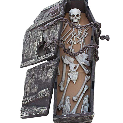 FXQ Ataúd de Calavera de Halloween - 1.6 M Cadena de Espuma de simulación Decorativa Gran ataúd de Calavera Ataúd de Tumba ósea - para la casa embrujada Decoración Bar KTV Sala de Fiestas de Escape Cover