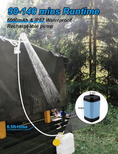 Ducha portátil innhom para camping con bomba recargable de 6000mAh y pantalla LED, impermeable IPX7 con 2 modos de spray para uso exterior miniatura 4