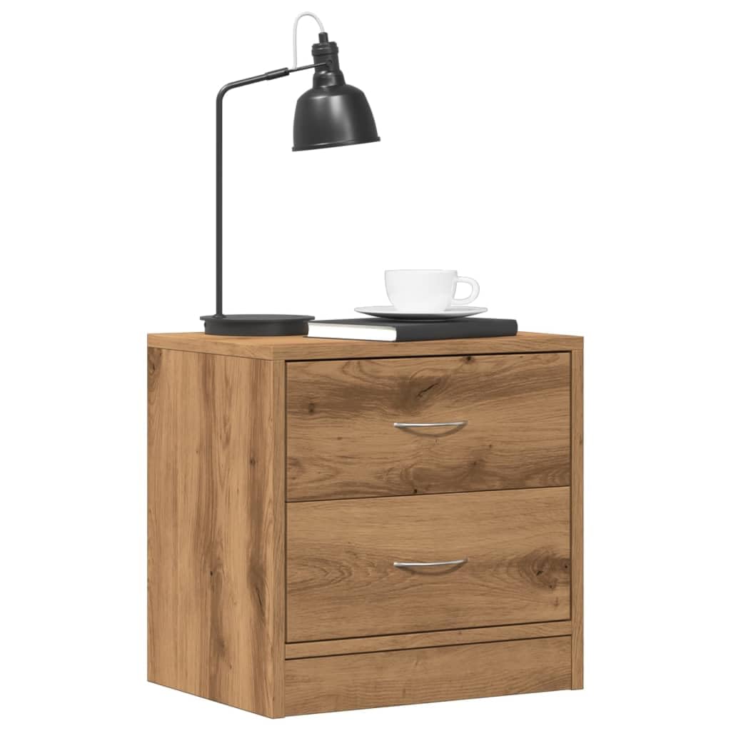 SXZenSpace 2x Slim Bedside Cabinet Set 40x30x40 cm Artisian Oak Engineered Wood Nightstand with 2 Drawers Narrow Table for Small Bedroom Living Room