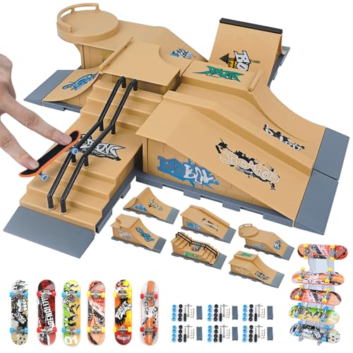 Gr8ware Skateboard Ramp, 6 in 1 Finger Skateboard Ramp Set, Mini Skatepark for...
