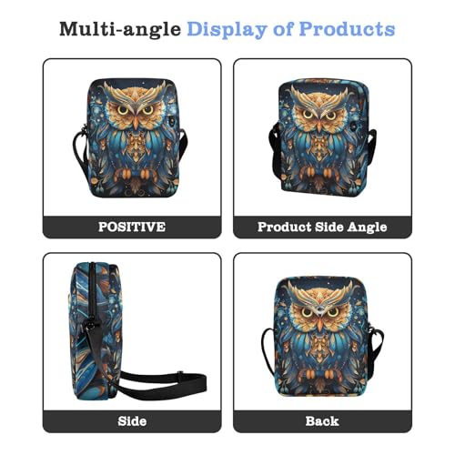 messenger bag crossbody Small Crossbody Bags For Women Purse For Teens Adjustable Strap for business business- The Bohemian Owl Black4