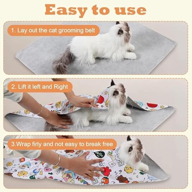 Cat Wrap for Cutting Nails Cat Restraint for Nail Clipping 50x50cm Cat Swaddle Wrap Self-Adherent Anti-Bite Anti-Scratch Anti-Escape Cat Grooming Wrap Multifunctional Pet Tool (Graffiti Color-nIv1zbt7