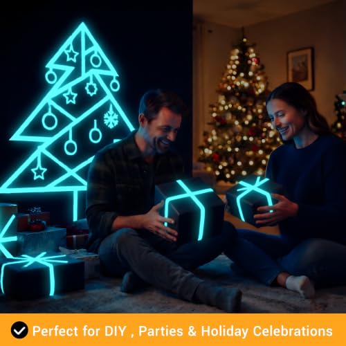 Image of High Brightness Glow in the Dark Tape for Safety Marking, Art Craft DIY, Halloween Deco and Party Accessories. Non-Toxic Adhesive, Waterproof Rechargeable Luminous Tape Blue-Green Light (2 in X 30 ft)