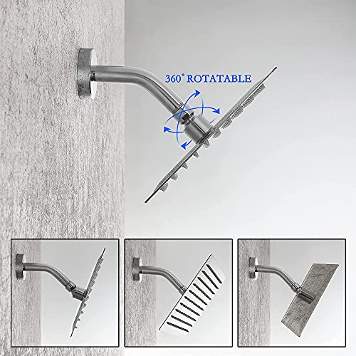 Set de grifería para baño SKOWLL, montaje en pared, cabezal de ducha de 8 pulgadas, sistema de ducha con válvula y mango, función simple, acabado en cromo pulido miniatura 4
