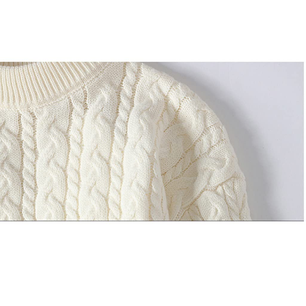 REHJJDFD Heren ronde hals gebreide trui mannelijke winter dikke pluizige casual oversized vintage trui, Blauw, L