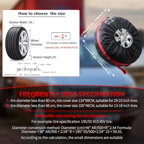 Image of 4Pcs Spare Tire Cover, Seasonal Tire Totes, Portable Wheel Bags with Handle