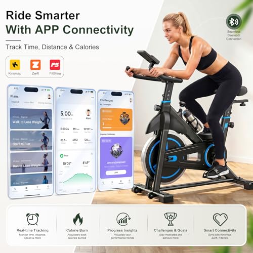 Image of Exercise Bike with App, Stationary Bike for Home, Indoor Workout Bike