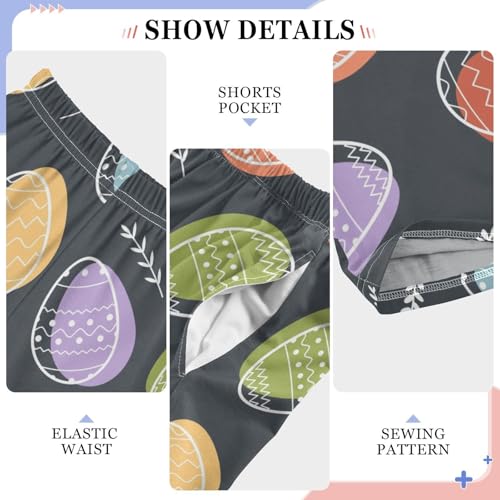 ZZXXB Colorful Easter Eggs Print Boys Long Pants Soft Trousers Elastic Waist Kids Lounge Bottoms with Pockets S-XL4