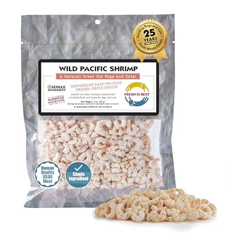Fresh Is Best Wild Pacific Shrimp Freeze Dried Cat Treats – Raw Freeze Dried Shrimp for Cats and Dogs in Resealable Zipper Bag – High-Protein – Made in the USA