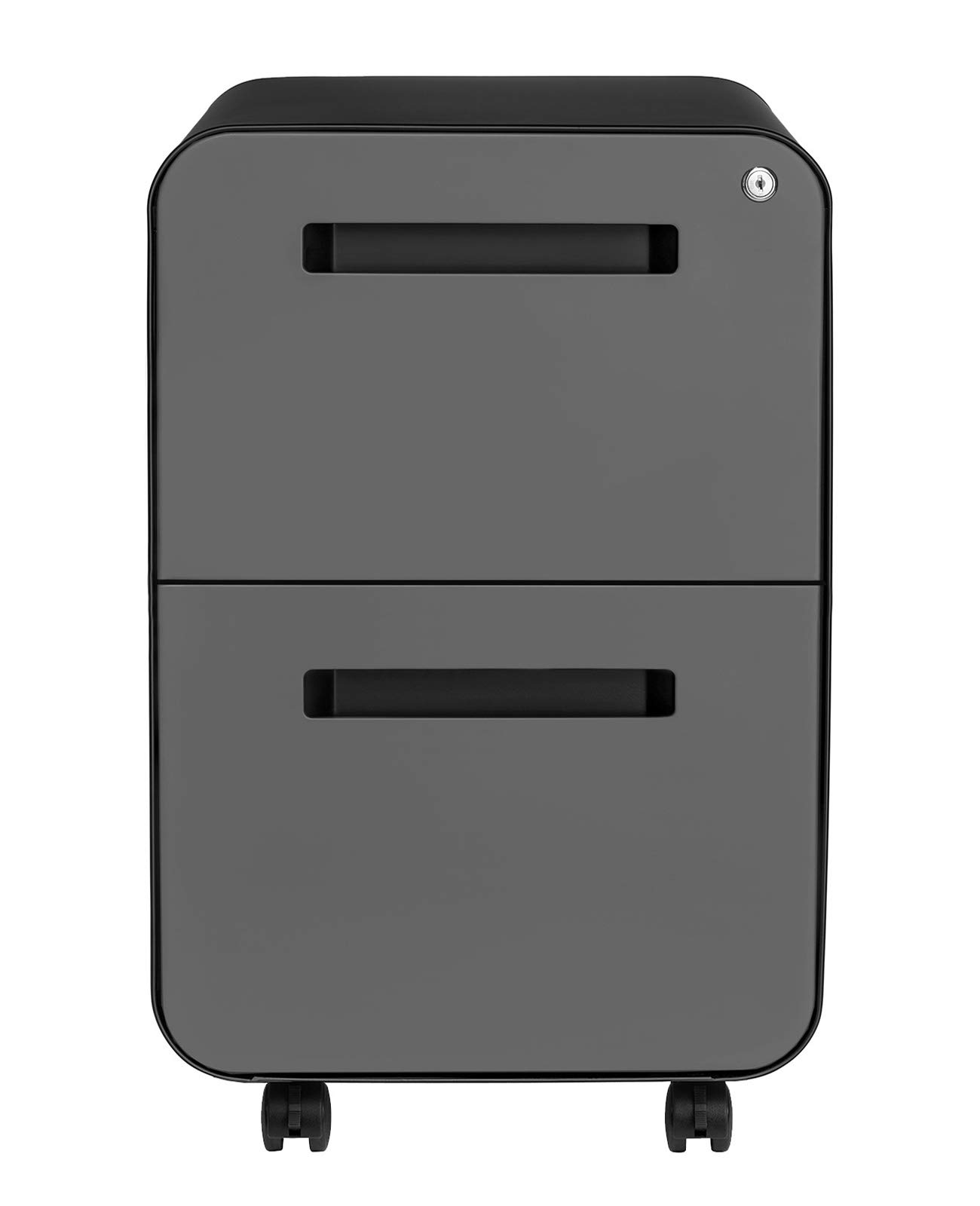 Laura Davidson Furniture Stockpile 2-Drawer Modern Mobile File Cabinet Commercial-Grade Black Grey — view 4