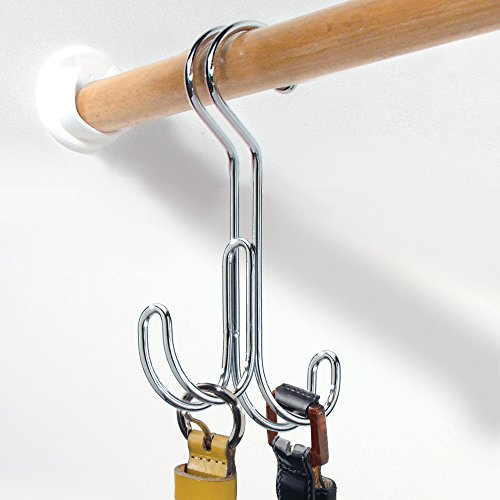 iDesign Classico Over the Rod, Closet Accessory Organizer for Ties, Belts, Handbags, Fashion Jewelry - 2 Hooks, Chrome