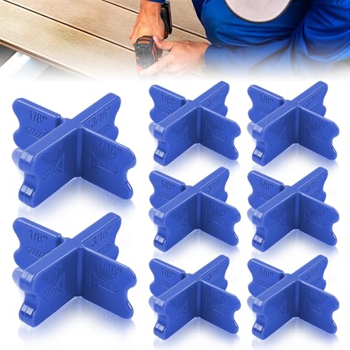 8 Pcs ABS Deck Spacer Tool 4 Thicknesses Deck Board Spacers (1/16 1/8 3/16 1/4) for Pressure Treated Lumber Composite Decking PVC & Hardwood Boards
