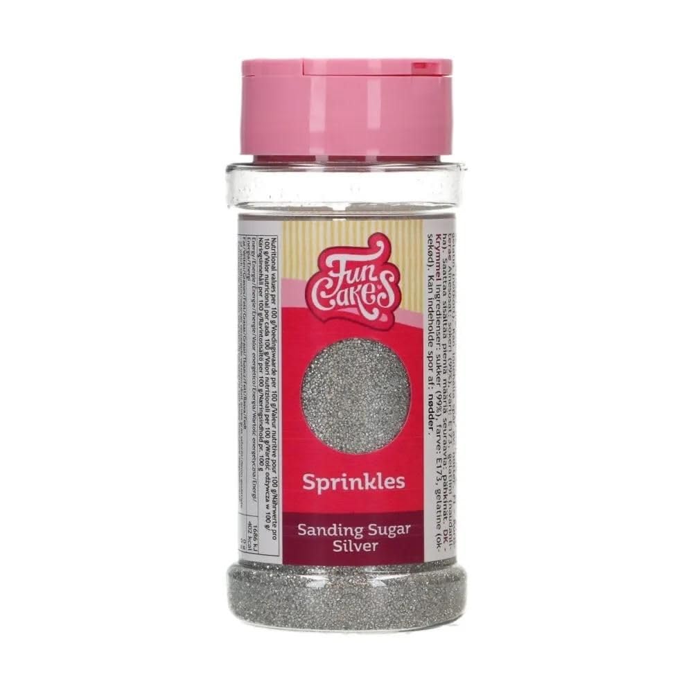 FunCakesSanding Sugar Silver, Excellent Taste, Great for Decorating Cakes, Cake Pops, Candies, Cookies and Cupcakes, 80 g