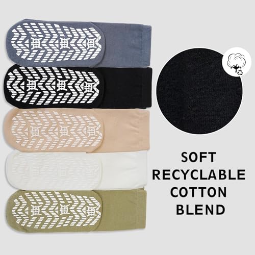 Image of ZAKASA Non Slip Grip Socks - Non Skid Crew Grippy Socks for Men Women Anti Slip Grippers for Elderly Hospital Yoga Pilates